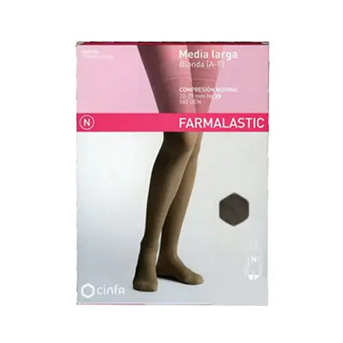 Farmalastic Media Larga Blonda Compresión Normal Negro, Talla Reina Plus, Unidad