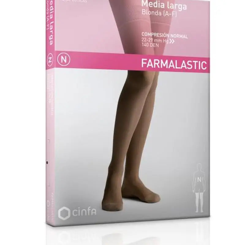 Farmalastic Media Larga Blonda Compresión Normal Negro, Talla Grande, Unidad