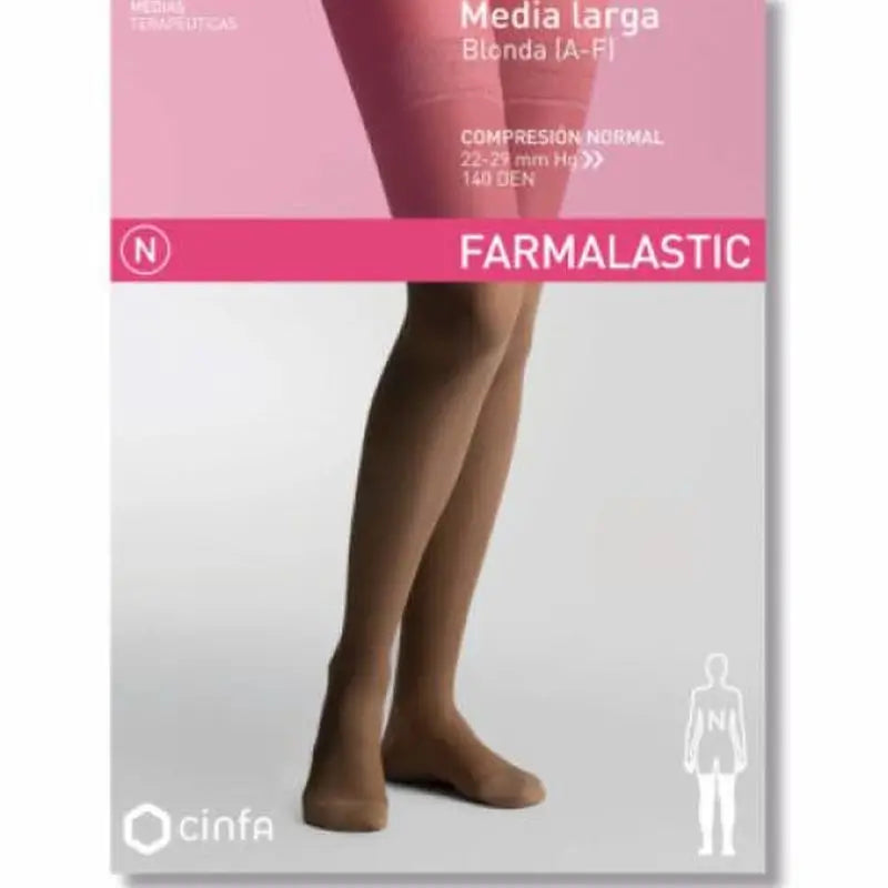 Farmalastic Media Larga Blonda Compresión Normal Camel, Talla Reina Plus, Unidad