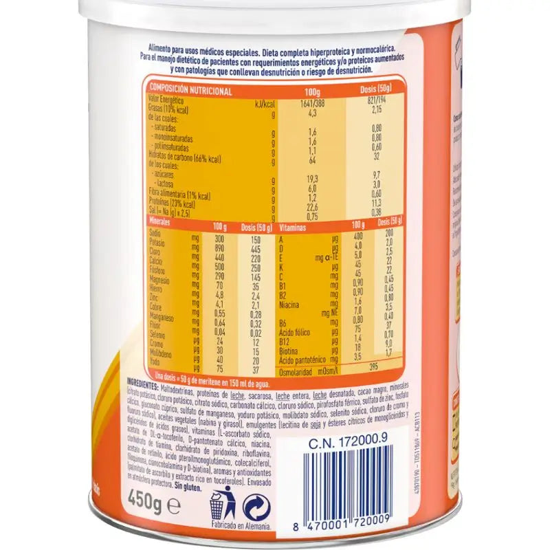 Meritene Extra Batido Sabor Chocolate, 450 gr