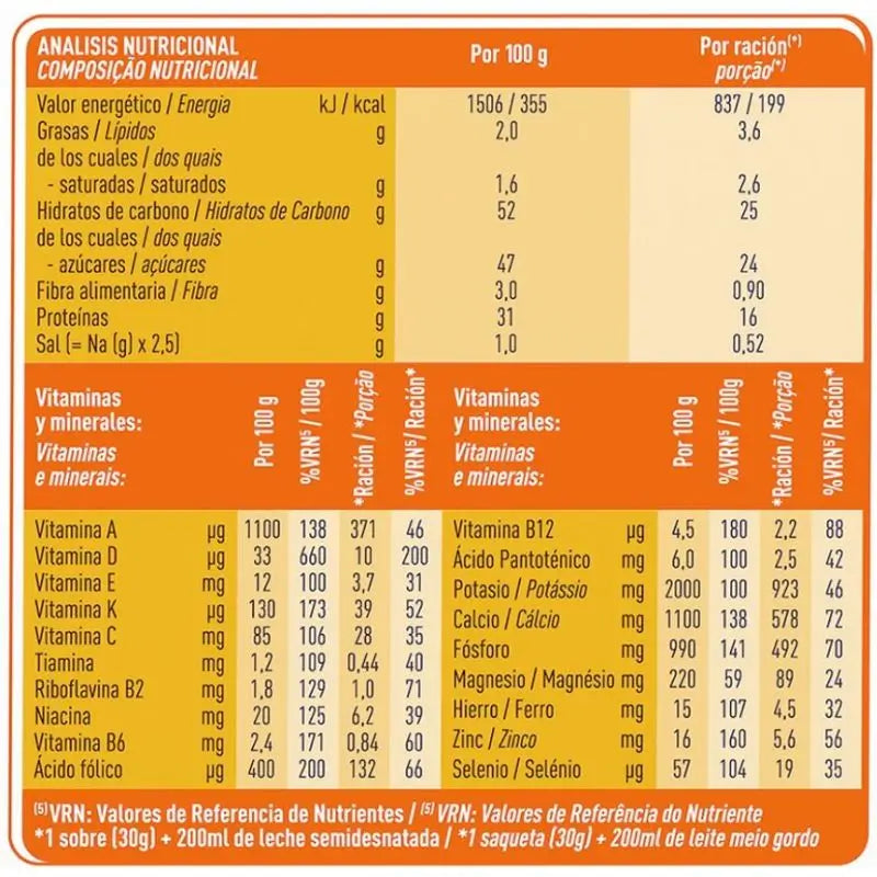 Meritene Fuerza y Vitalidad Fibra Batido Sabor Vainilla, 14 sobres x 35 gr