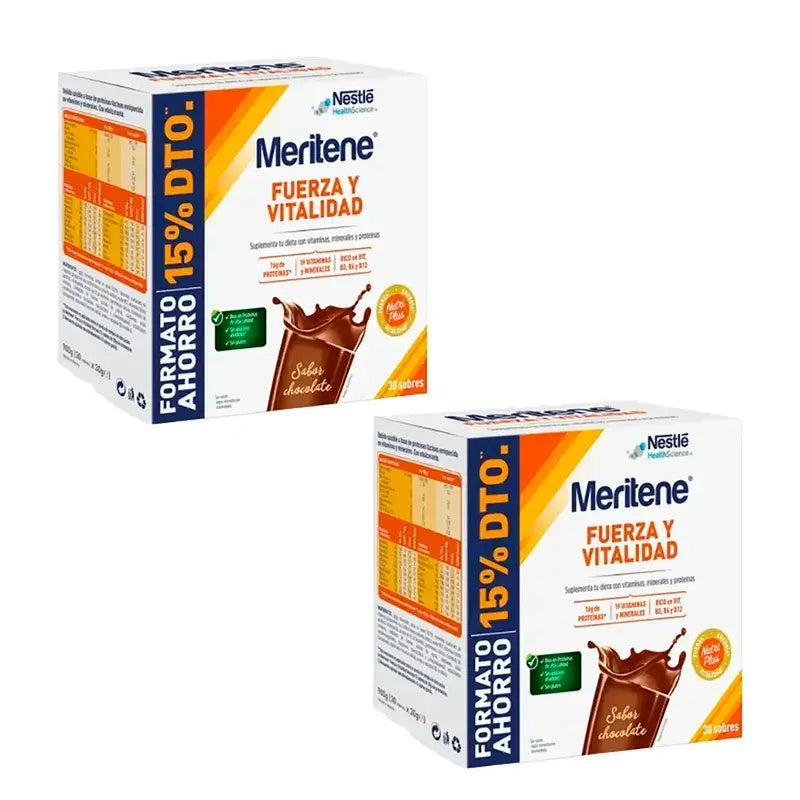 Meritene Fuerza y Vitalidad Batido Chocolate Pack 2 x 30 sobres
