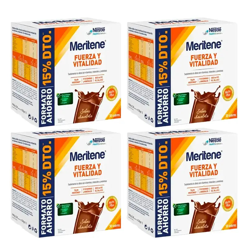 Meritene Fuerza y Vitalidad Batido Chocolate Pack 4 x 30 sobres