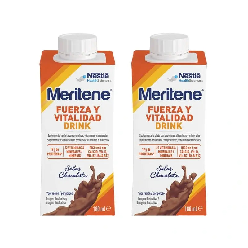 Meritene Fuerza Y Vitalidad Drink Chocolate, 6X180 Ml, Pack De 2
