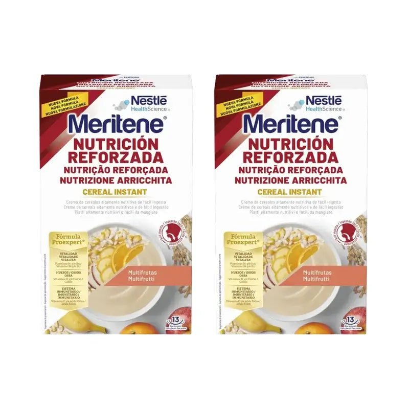 Meritene Inmuno Nutrición Reforzada Cereal Instant - Multifrutas , 1 Sobre De 520 Gr, Pack De 2