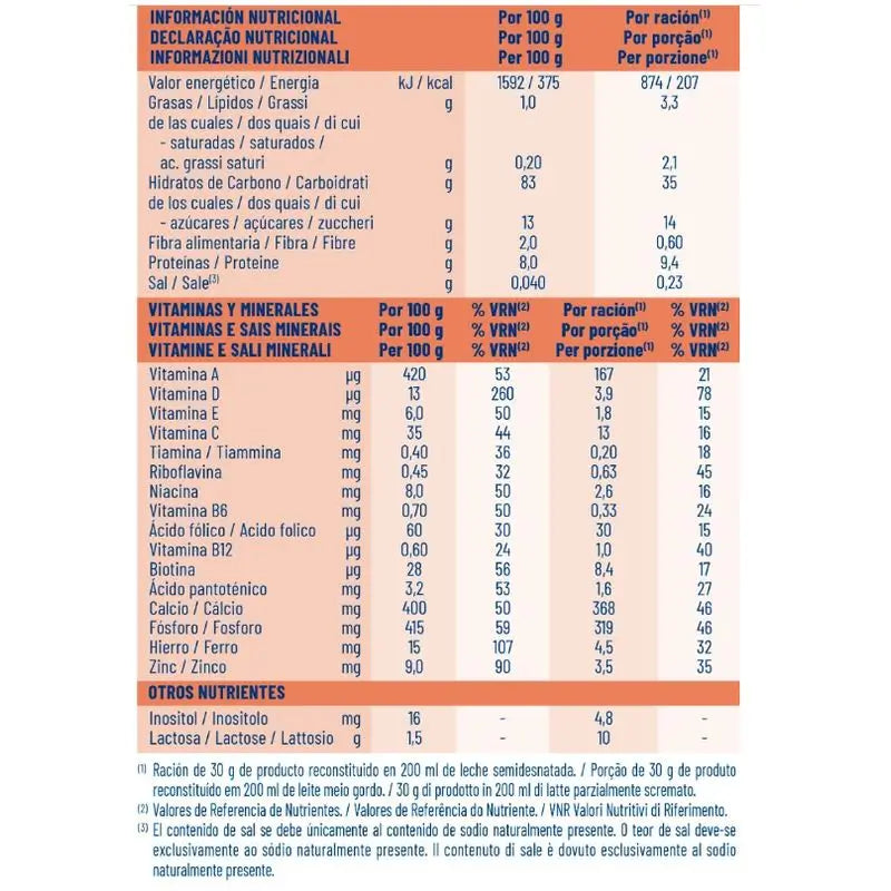 Meritene Cereal Instant Crema Multifrutas, 2 x 300 gr