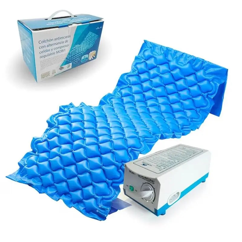 Mobiclinic Colchón Antiescaras De Aire Con Compresor, 130 Celdas Azul