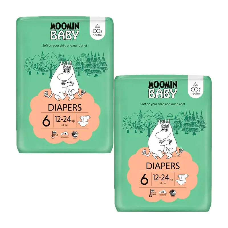 Moomin Baby Pañales Talla 6 , 2 x 34 unidades