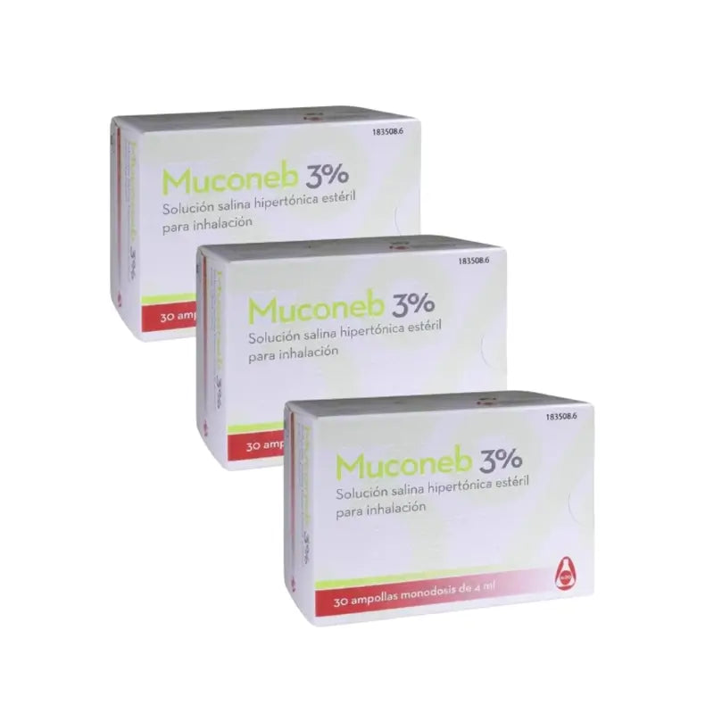 Muconeb 3% Solucion Salina Inhalacion 30 Ampollas X 4 Ml, Pack De 3