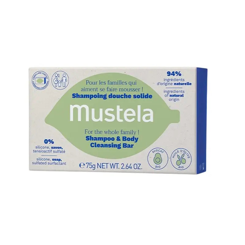 Mustela Champú Sólido Cabello Y Cuerpo, 75G