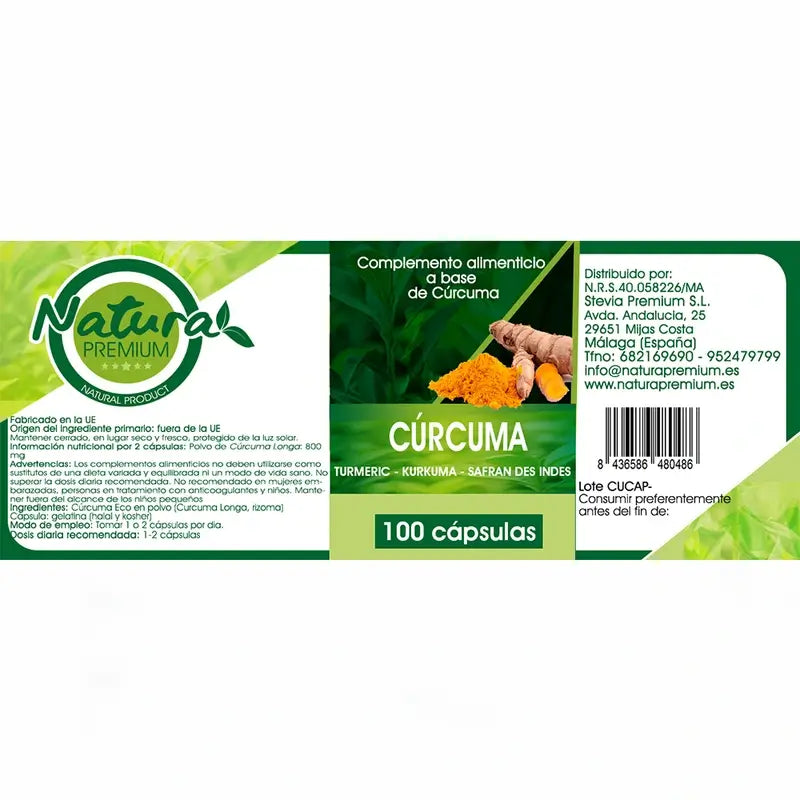 Natura Premium Capsulas Curcuma , 100 unidades