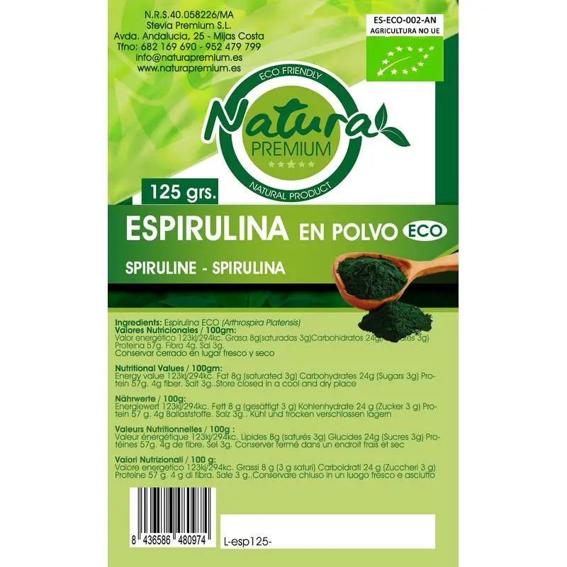Natura Premium Espirulina En Polvo Bio , 500 gr