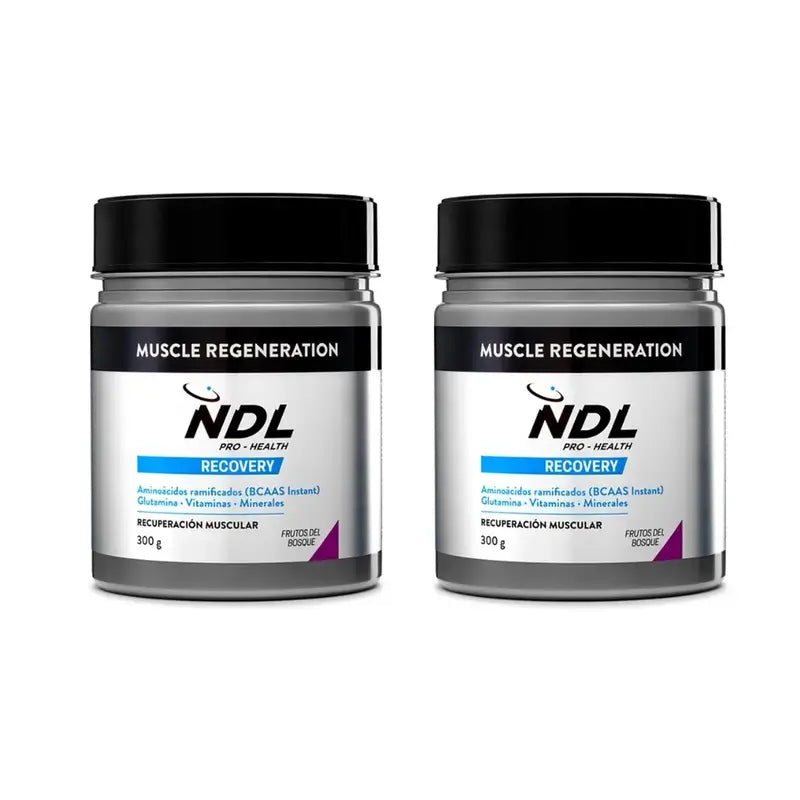 Ndl Pro-Health Regeneración Muscular, Bcaas 2:1:1, Glutamina, Frutas Del Bosque Polvo, 2X300 Gr
