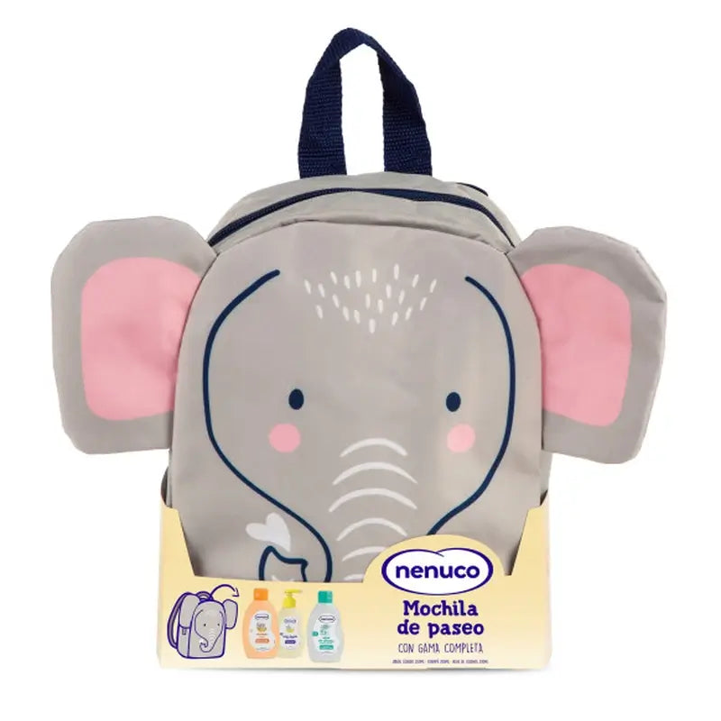 Nenuco Pack Bebé Mochila de Paseo Elefante, con Colonia, Jabón y Champú, 3x200ml