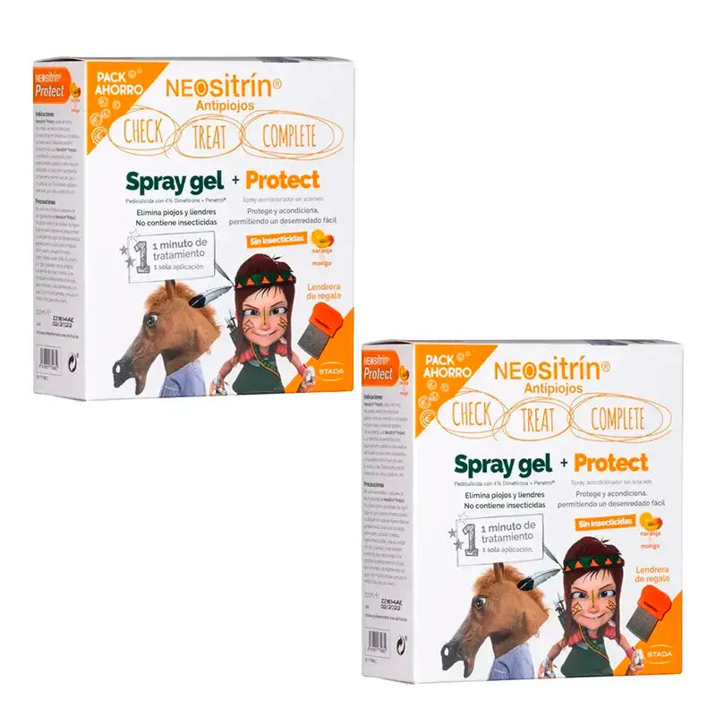 Neositrin Pack Protección + Spray Gel + Lendrera, Pack 2 Unidades