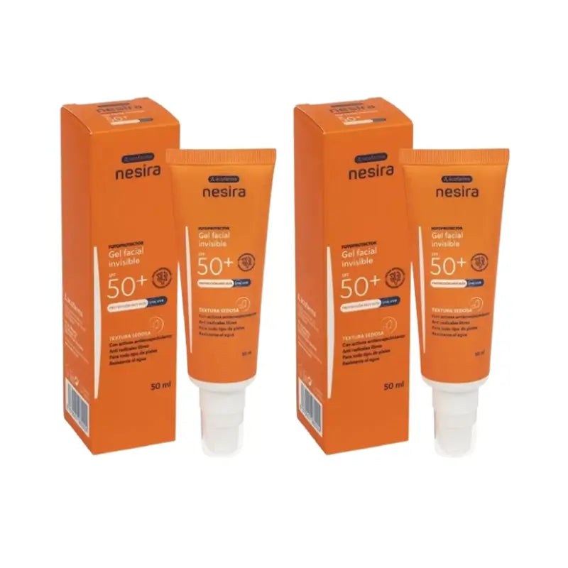 Nesira Gel Facial Invisible Spf50+ , Pack 2 x 50 ml