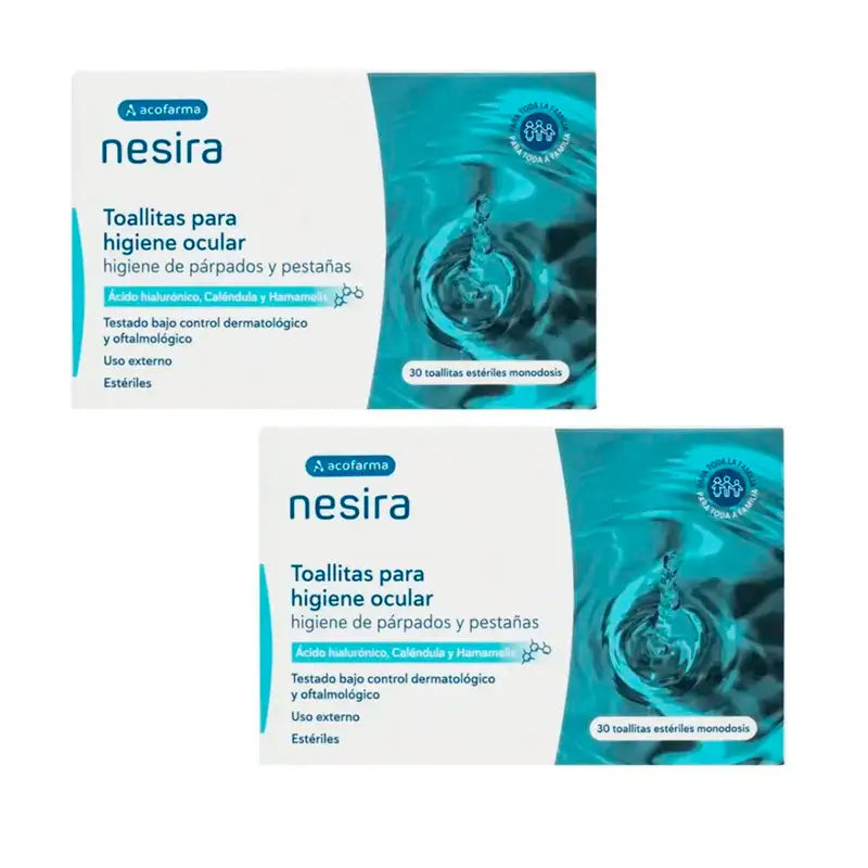 Nesira Pack Toallitas De Higiene Ocular, 2X 30 Unidades, 60 Unidades