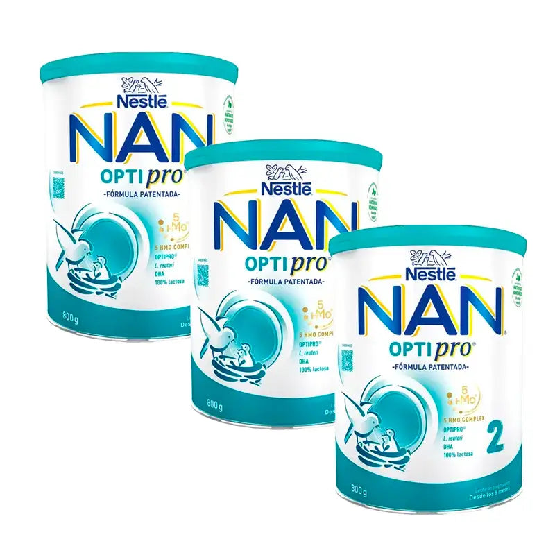 Nestlé Nan Optipro 2 Leche de Continuación, 3 x 800 gr