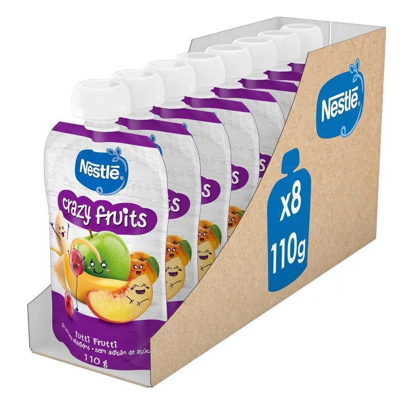 Nestlé Pack Puré Bolsita Crazy Fruits, 110 gr x 8 unidades