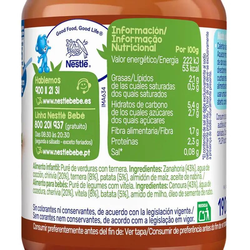 Nestlé Tarritos Savoury De Jardinera De Ternera , 190g x 6 unidades