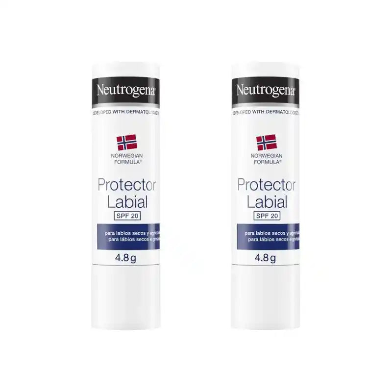 Neutrogena Bálsamo Labial Spf 20, 4.8 G, Pack De 2