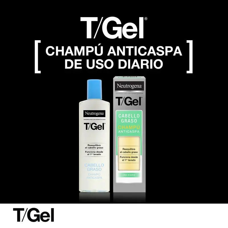Neutrogena T/Gel Champú Anticaspa para Cabello Graso Pack, 2 x 250 ml