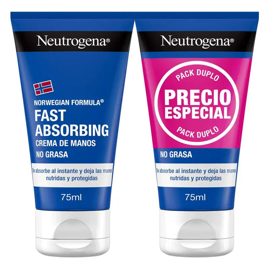 Neutrogena Crema De Manos Reparadora Absorción Rápida, Pack De 2 X 75 ml