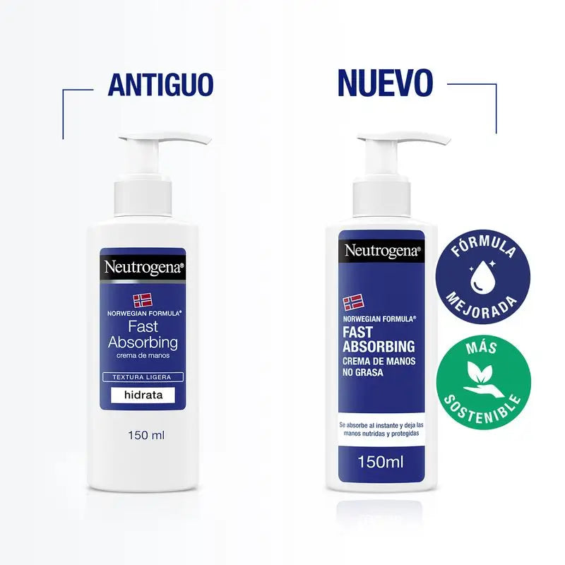 Neutrogena Crema de Manos Rápida Absorción Textura Ligera, 150 ml