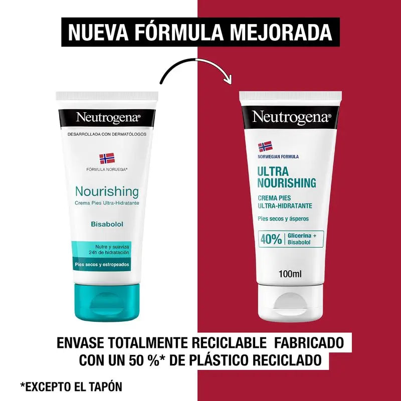 Neutrogena Crema Pies Ultra Hidradante Pies Secos Y Ásperos, Pack 2 X 100 ml