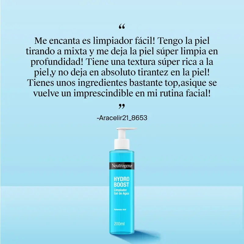 Neutrogena Hydro Boost Gel Limpiador Facial Ácido Hialurónico, 200 ml