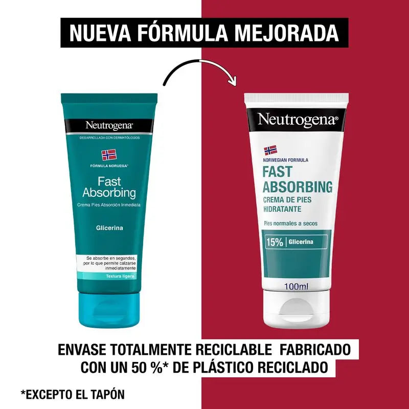 Neutrogena Crema Pies Hidratante Absorción Inmediata, 100 ml