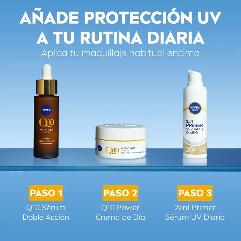 Nivea Sun 2En1 Primer Serum Uv Diario Protección Facial Spf50+ 30Ml