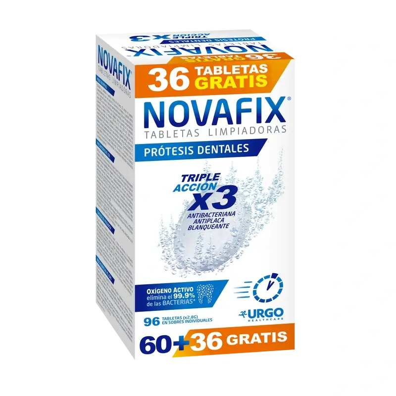Novafix Tabletas Limpiadoras Triple Acción, 96 Unidades