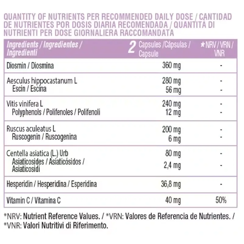 Nutralie Circulatory Complex Con Diosmina + Hesperidina, 60 cápsulas