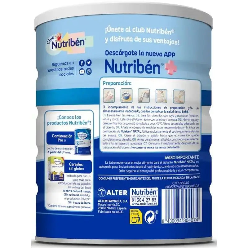 Nutribén Natal Pro-Alfa Leche Inicio, 800 gr