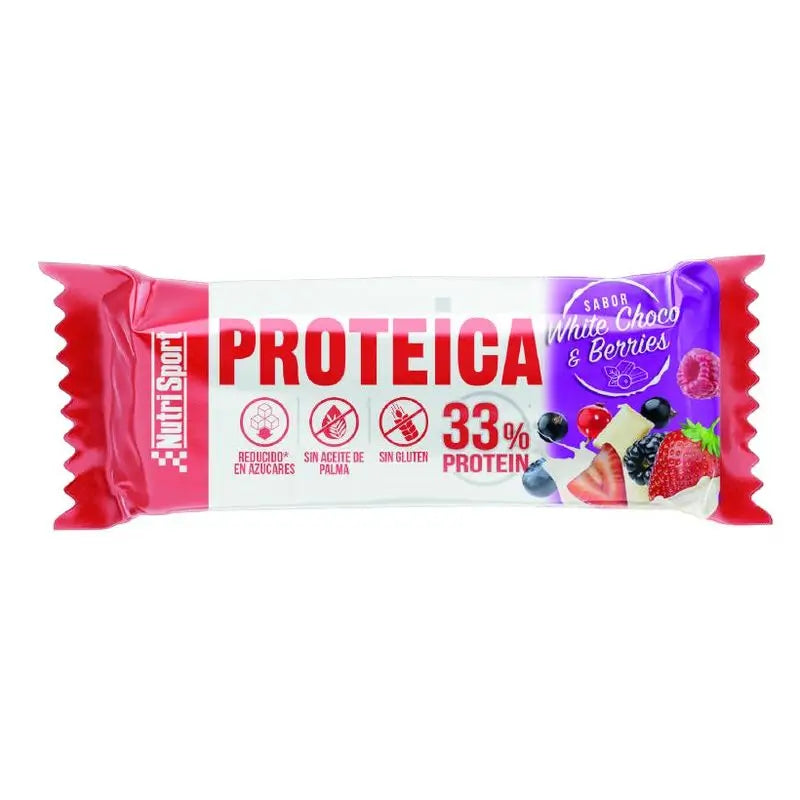 Nutrisport Barrita Proteica White Choco-Red Berries Caja 24 uds