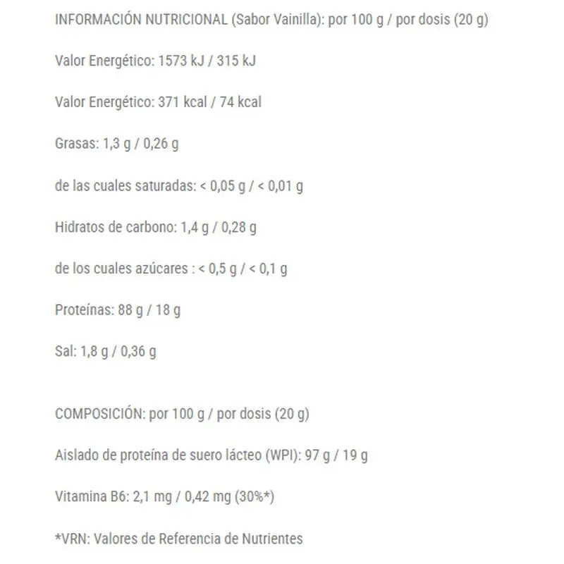 Nutrisport Iso Whey Cero Cero Vainilla , 1 kg