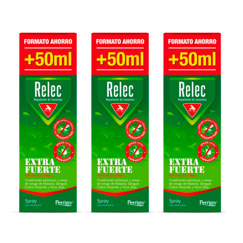 Relec Triplo Extrafuerte Spray Antimosquitos, 3 x 125 ml