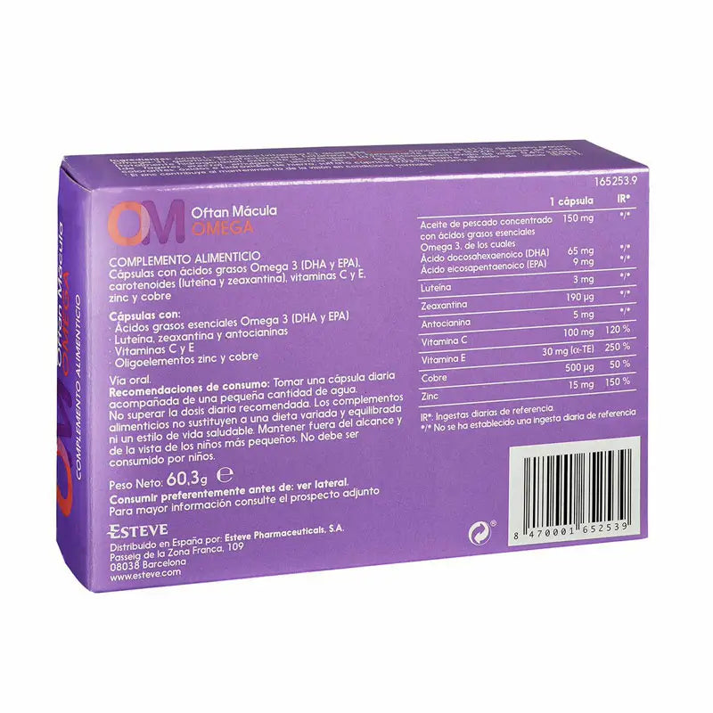Oftan Mácula Omega Complemento Alimenticio, 90 cápsulas