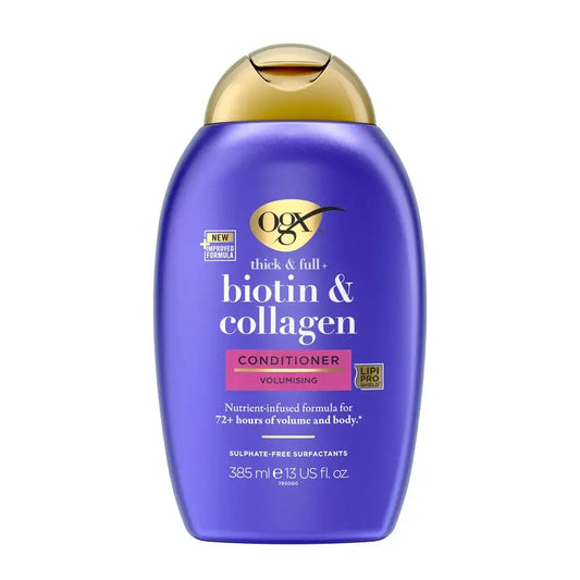 OGX Acondicionador sin Sulfatos, Biotina y Colágeno, Cabello Voluminoso y Saludable, 385 ml