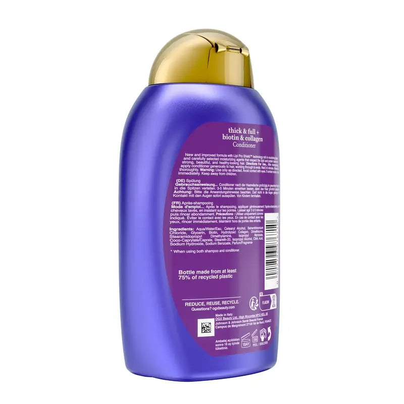 OGX Acondicionador sin Sulfatos, Biotina y Colágeno, Cabello Voluminoso y Saludable, 385 ml