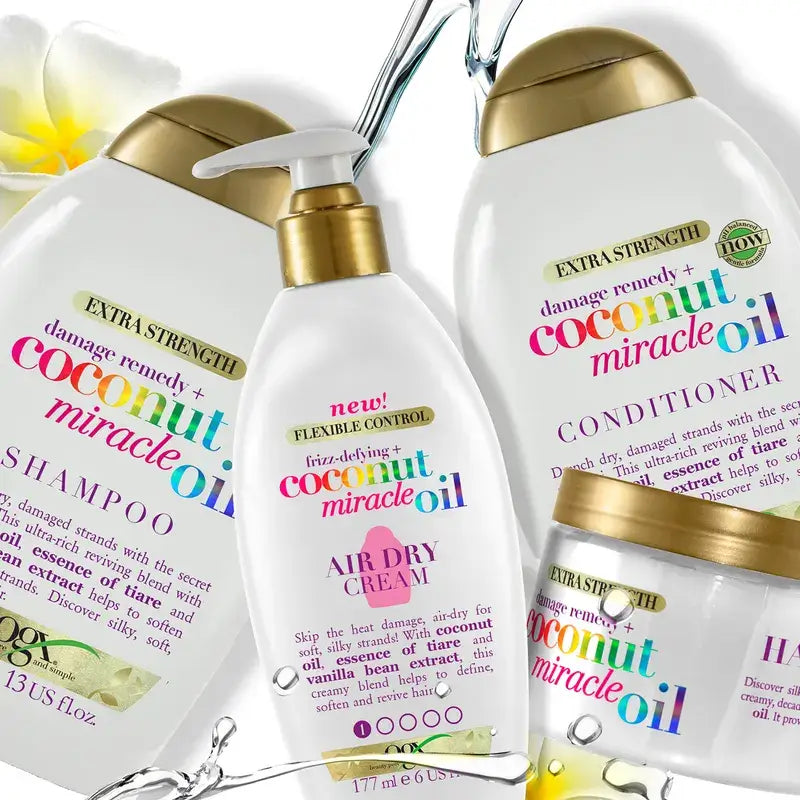 OGX Champú Coconut Miracle Oil, Repara y Revive, Cabellos Dañados, 385 ml