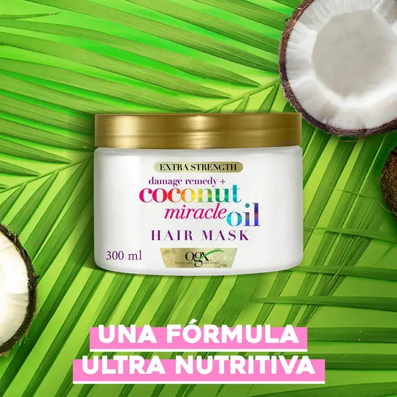 OGX Mascarilla Capilar de Aceite de Coco Milagroso, Repara y Revive, Pelo Dañado y Frágil, 168g