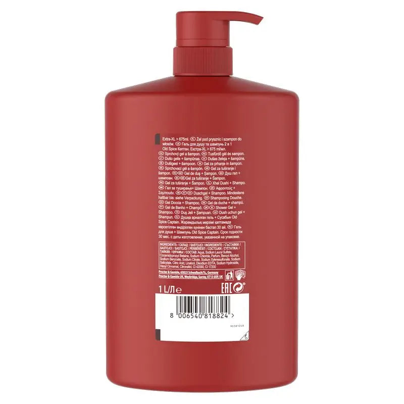 Old Spice Gel De Ducha Y Champú Captain 1000Ml