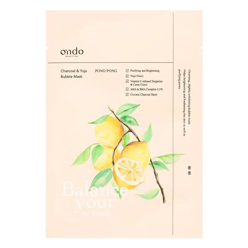 Ondo Beauty 36.5 Charcoal & Yuja Bubble Mascarilla Pong-Pong, 25 gr