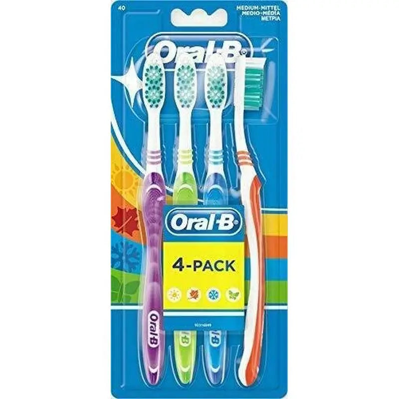 Oral-B Medio Cepillo Dental 123 Shiny Clean , 4 unidades