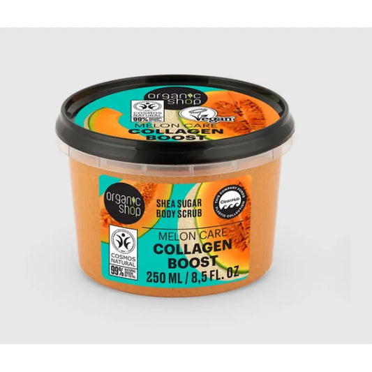 Organic Shop Exfoliante Corporal Potenciador Del Colágeno De Melón Y Karité A Base De Azúcar , 250 ml