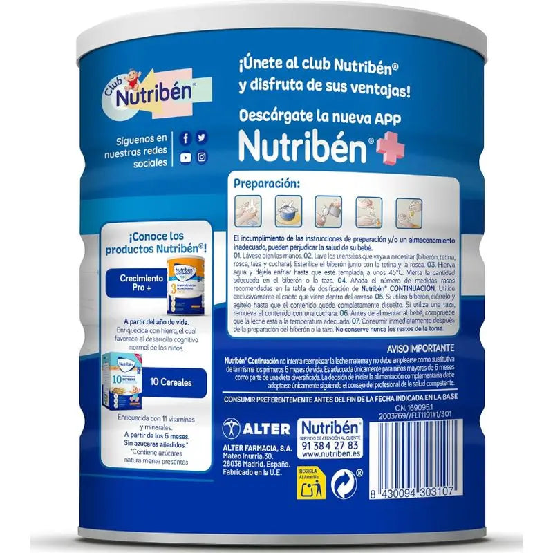 Nutribén Pro-Alfa 2 Leche Continuación, 12 X 800 gr