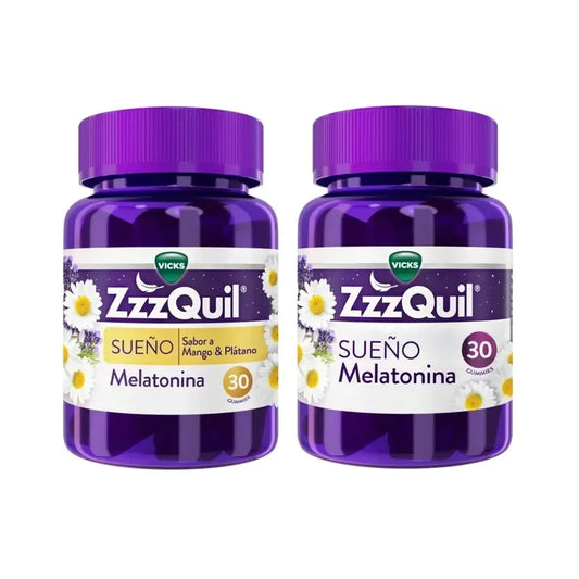 ZzzQuil Melatonina Original + Sabor Mango, Pack 2x30 Gummies
