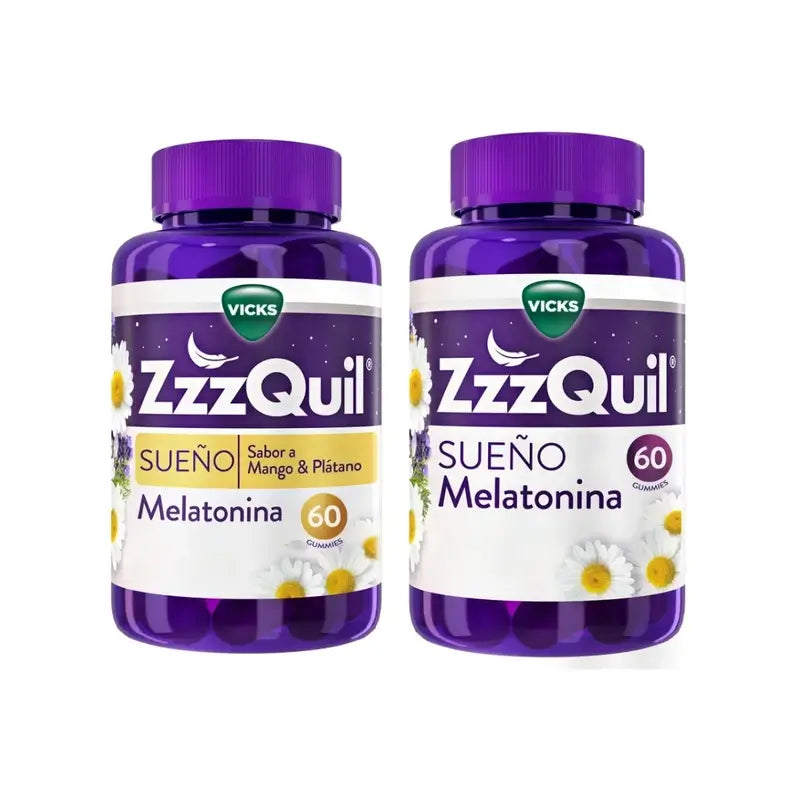 ZzzQuil Melatonina Original + Sabor Mango, Pack 2x60 Gummies